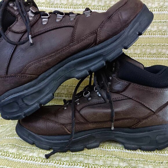 Lands' End Performance Boots Brown Lace Up Leather Ankle Boots Style 68406 Sz 12 - Picture 8 of 11